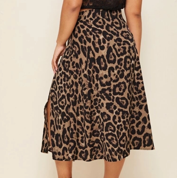New 🌹 Casual Leopard Midi Plus Size Skirt - Picture 4 of 4